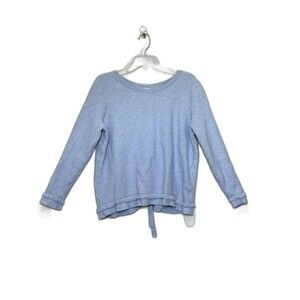 Olivia Warren Light Blue Sweater Short Fringe Trim Size  XL Boho Chic